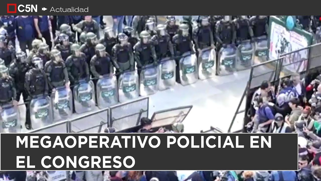 MEGAOPERATIVO POLICIAL en la MARCHA de JUBILADOS