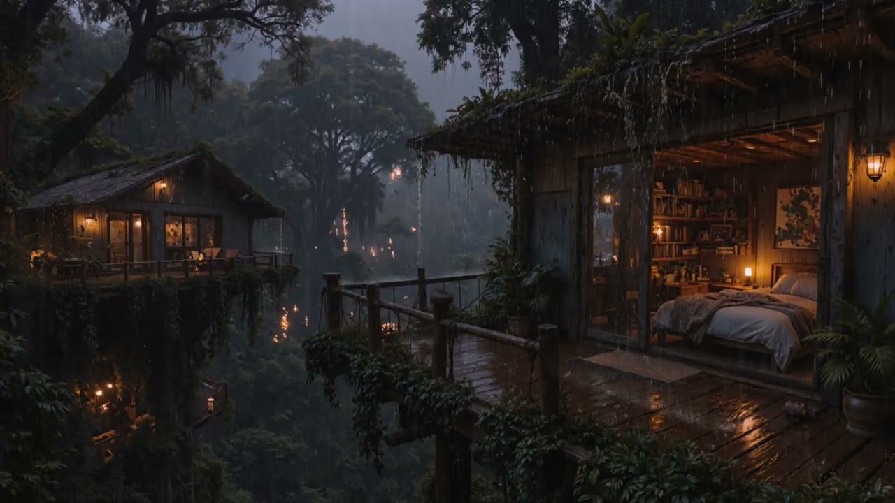 Quiet Forest Rain Surrounding a Hidden Night Cabin 🌧️🌲 | Peaceful Deep Sleep