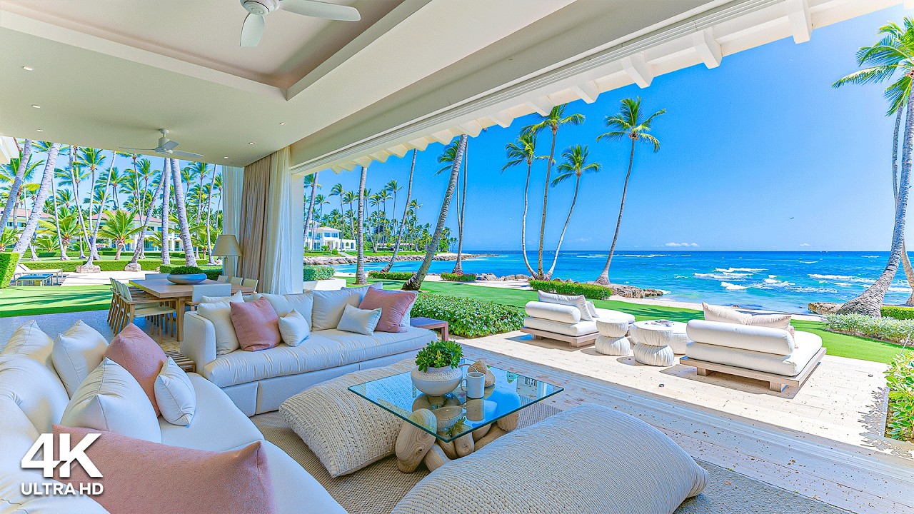 Smooth Summer Jazz at Beach Retreat Ambience 🌊 Positive Bossa Nova Music & Ocean Waves for Good Mood