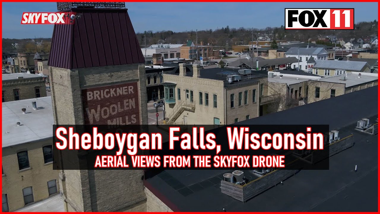Sheboygan Falls, Wisconsin; aerial drone video