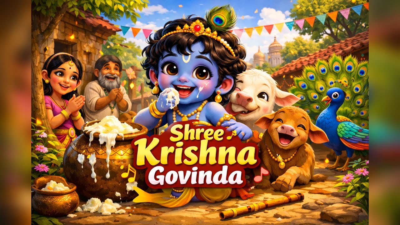 Shree Krishna Govinda Hare Murari | New version | Cute Krishna Bhajan | Makhan Chor Kanha 🌸