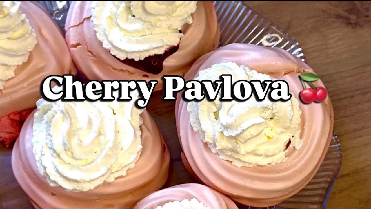 🍒 Pavlova with Cherry Filling & Mascarpone Cream 🍒
