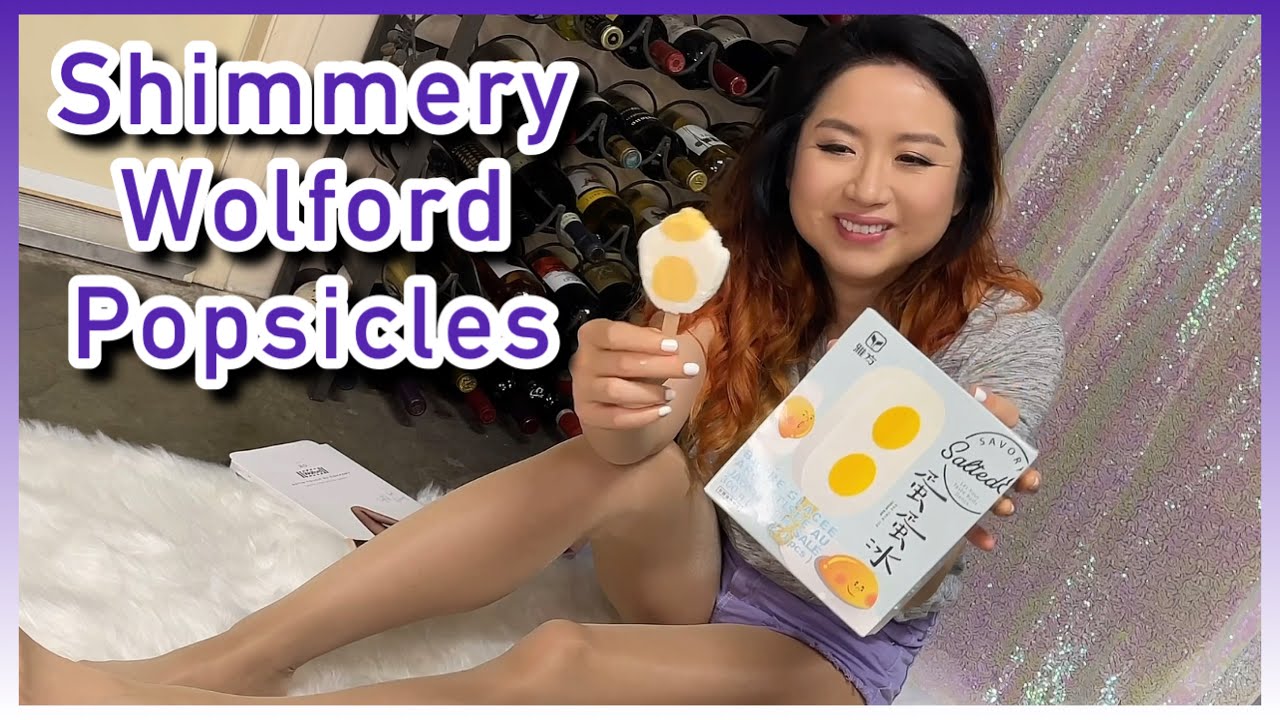 Popsicle Stick Eating in Tights, Try On Review Shine, Model, Salted Egg Ice Cream Bar