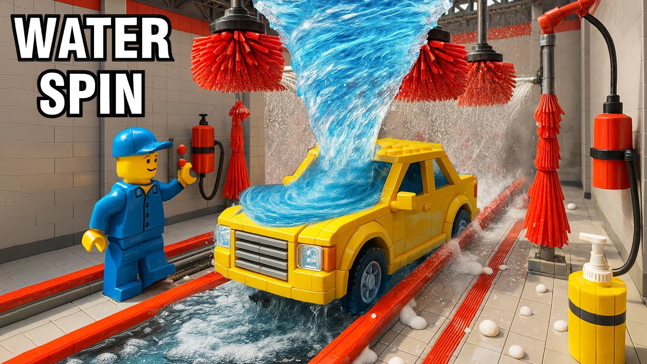 Автомойка LEGO с мощной вихревой водой!