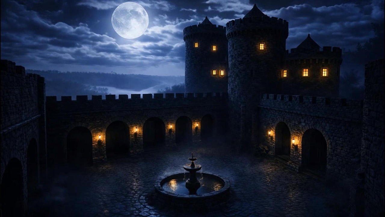 Dark Fantasy Sleep Music – Castle Courtyard at Midnight (Safe & Peaceful Night)