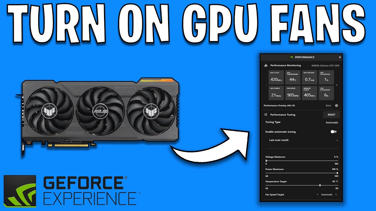 Как включить вентиляторы видеокарты с помощью Nvidia Experience | Изменение скорости вращения вен...