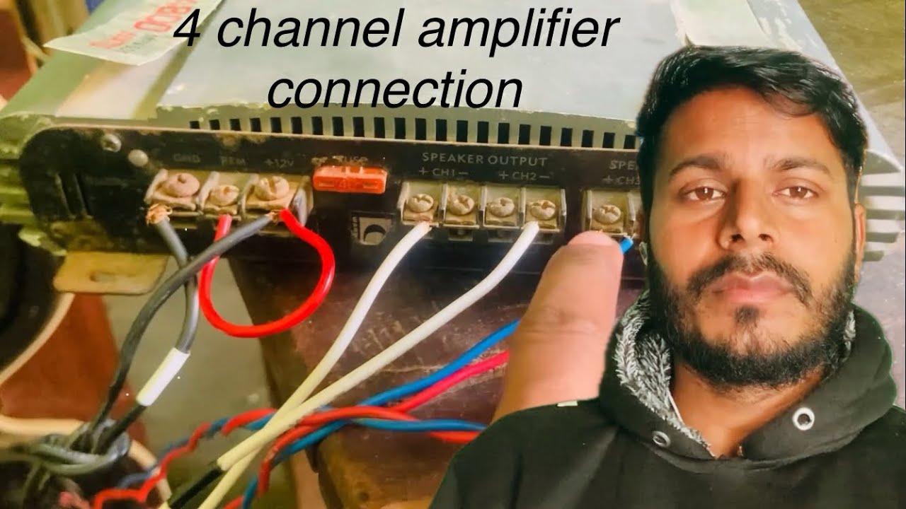 4 channel amplifier ke connection kaise kare, car amplifier ke connection ghar pr kaise kare