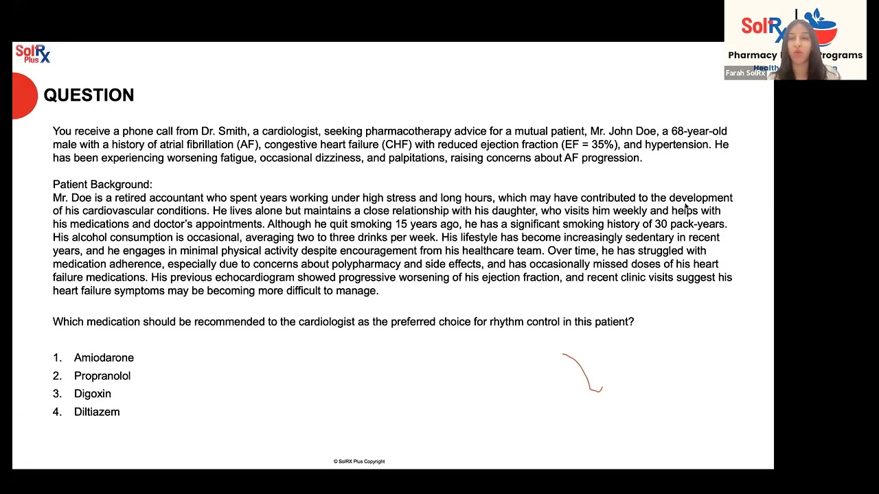 PEBC MCQ Exam Therapeutics Case Review - Dr. Farah (Feb 5, 2026)