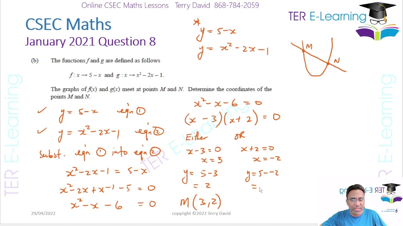 CSEC Maths - January 2021 Question 8 (Terry David)