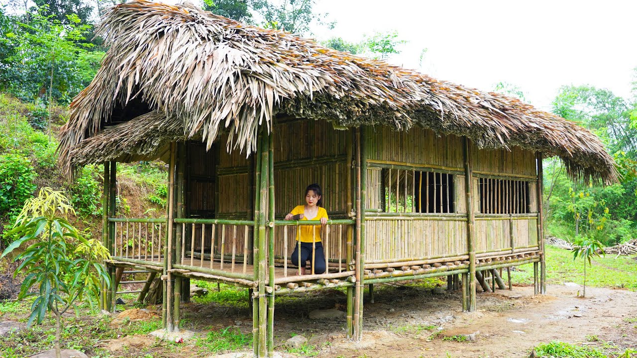 120 days: The 16 year old poor girl build bamboo house - Building a new life for herself