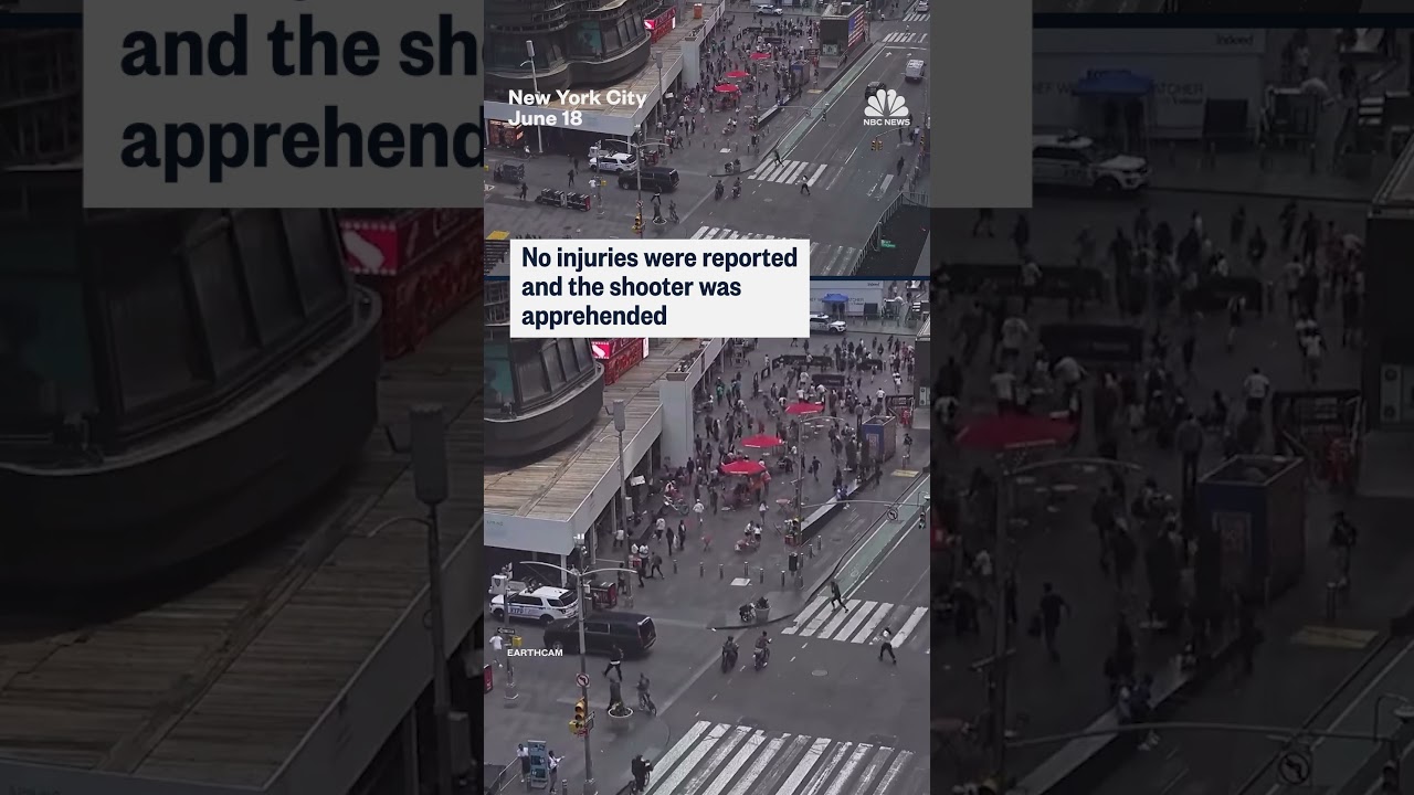 Video shows the moment people run in Times Square as shots are heard