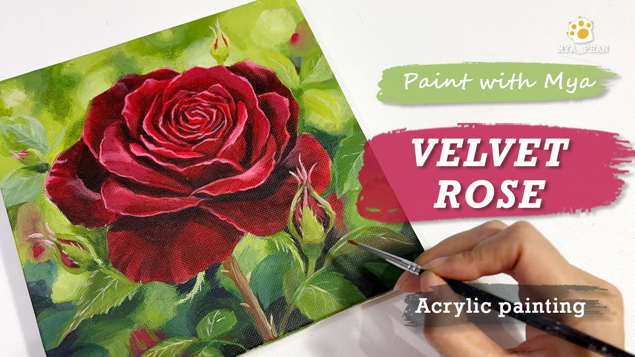 How to paint Beautiful Velvet Rose/ Acrylic Painting #061