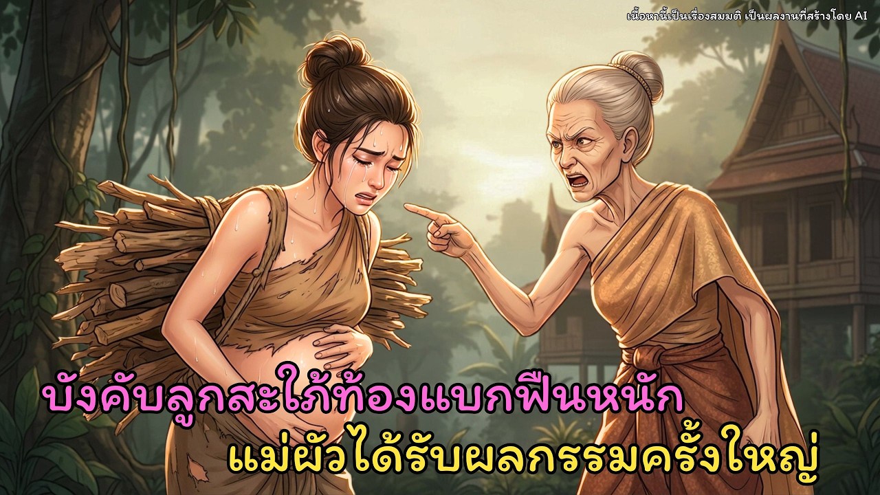 นิทานพื้นบ้านไทย| แม่ผัวเข้มงวดบังคับสะใภ้ท้องแบกฟืนกลางแดด สุดท้ายตัวเองเป็นลมกลางป่าไร้คนรู้