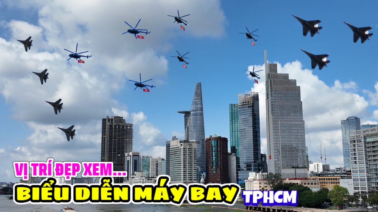 Đã mắt với màn trình diễn Trực Thăng kéo cờ và Máy Bay Chiến Đấu nhào lộn mừng đại lễ 30/4 tại TPHCM
