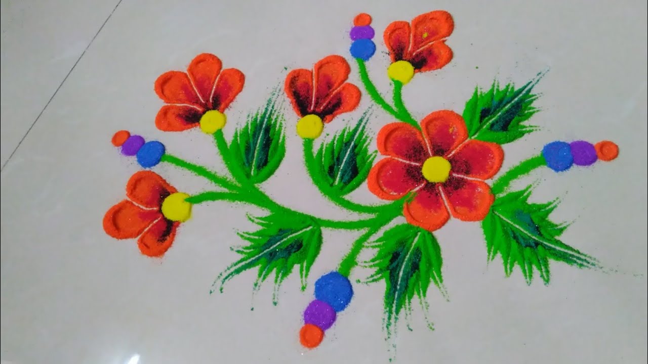 रोजके लिए आकर्षक और सुंदर चटकदार रंगोली डिझाईन by Jyoti Raut Rangoli
