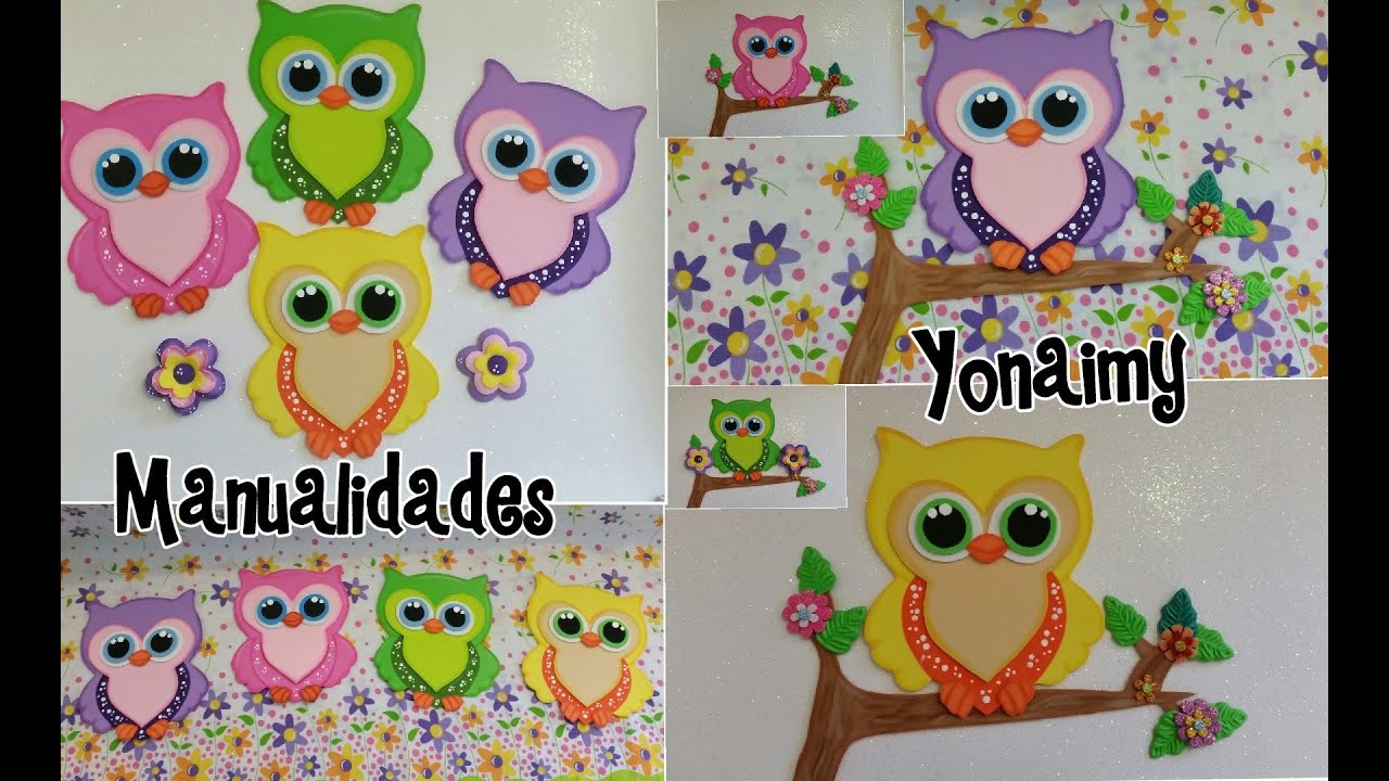 BUHOS COLORIDOS HECHOS CON FOAMY O GOMA EVA