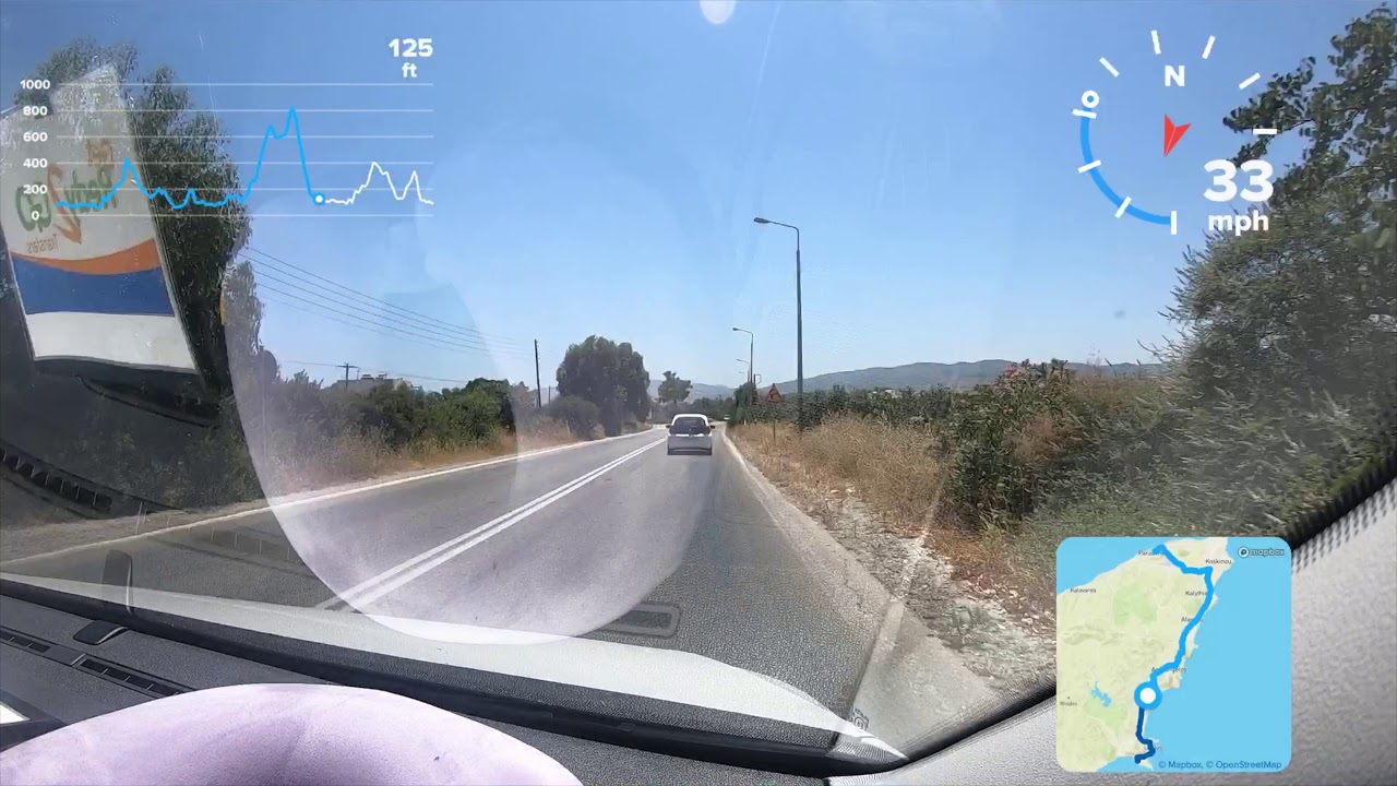 Rhodes airport to Pefkos, and back gps