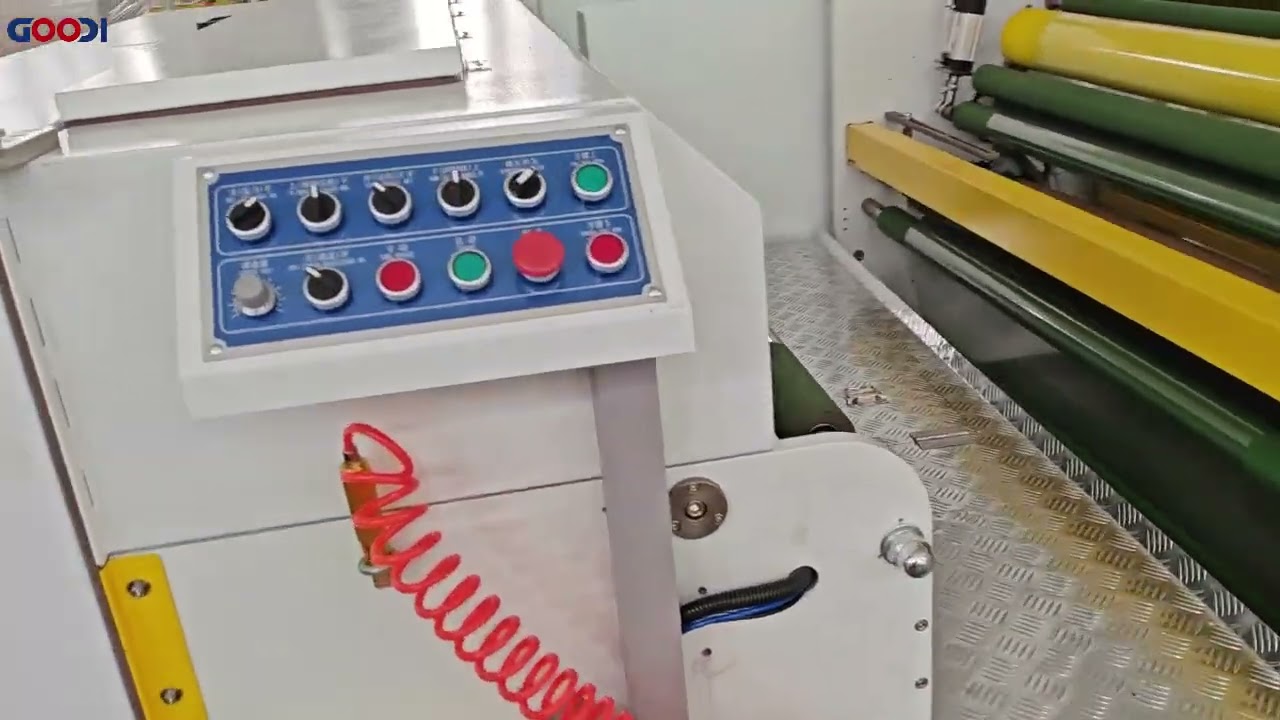 3 shafts fully automatic adhesive tape rewinding machine is ready, cut hot melt bopp tape for test
