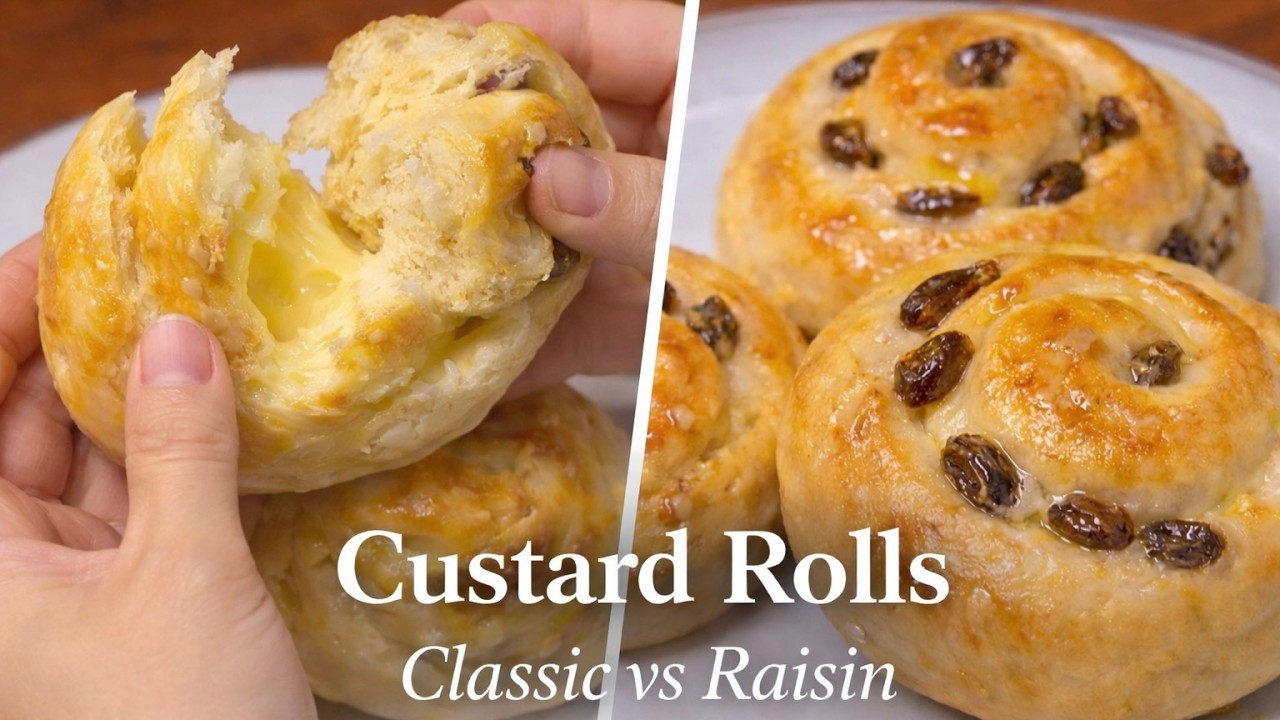 Soft Custard Bread Rolls | Classic vs Raisin