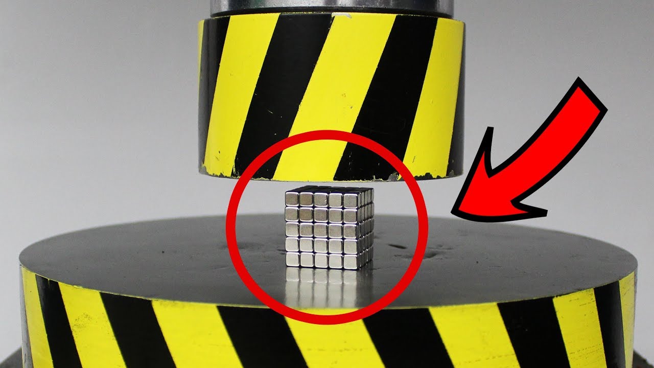 EXPERIMENT HYDRAULIC PRESS 100 TON vs Neodymium Magnet (100 Cube)