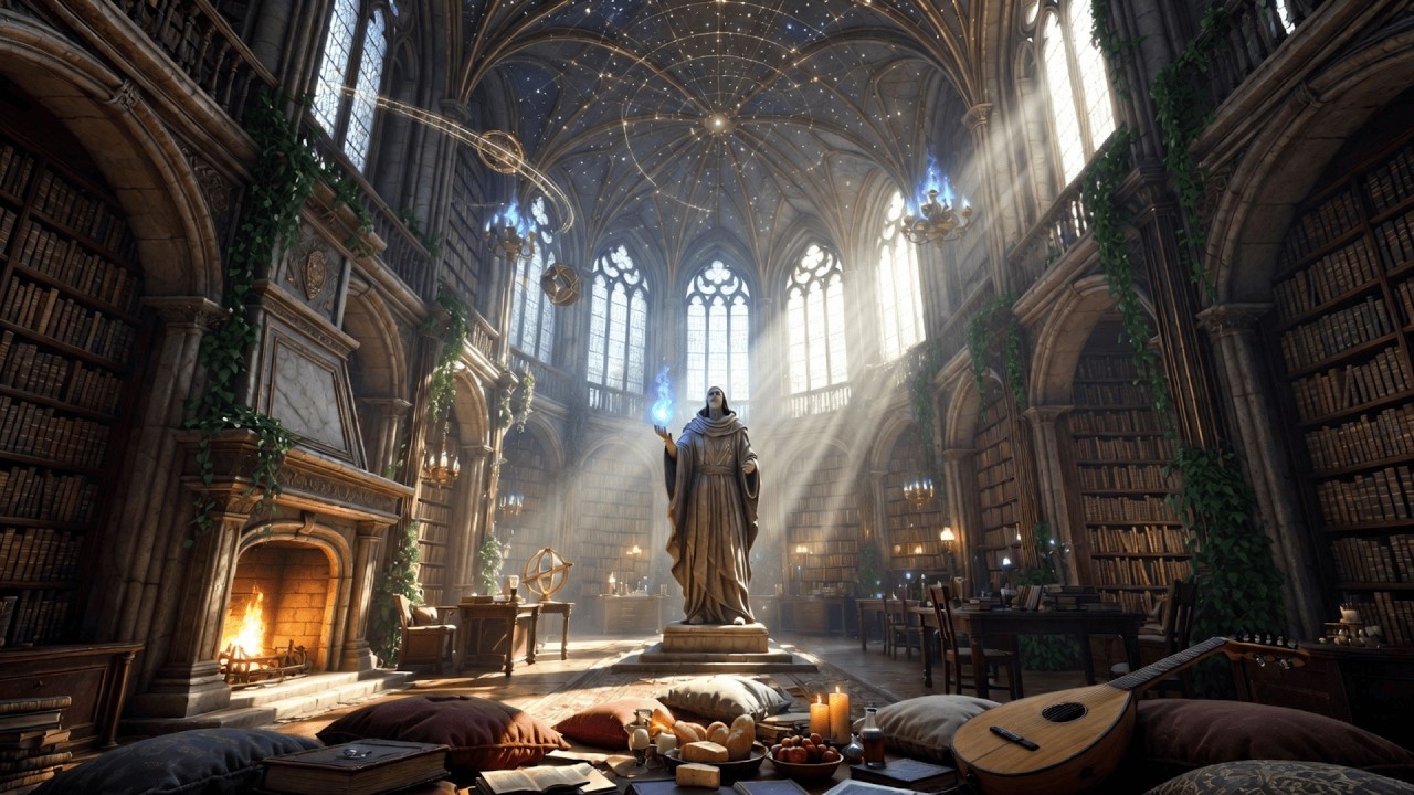 Wizard’s Study Ambience | Cozy Fire, Calm Fantasy Music for D&D, Study & Reading (2 Hours)