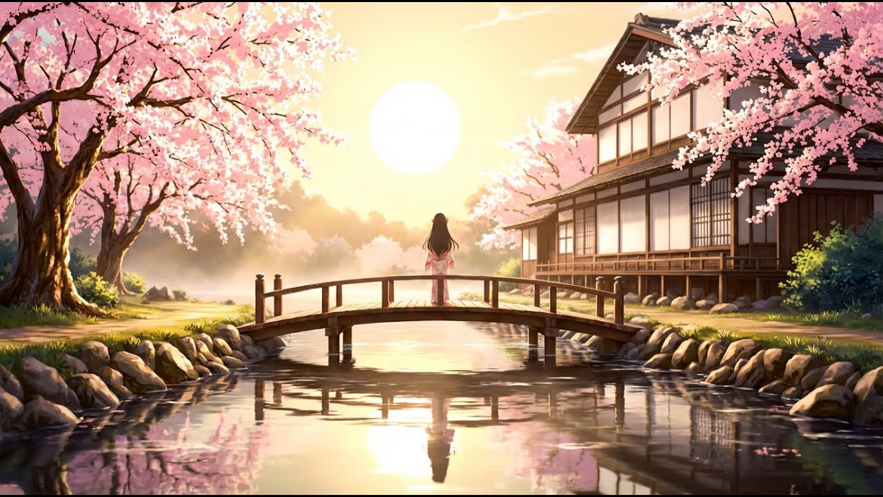 🌸 Japanese Lofi Hip Hop   Cherry Blossom Bridge
