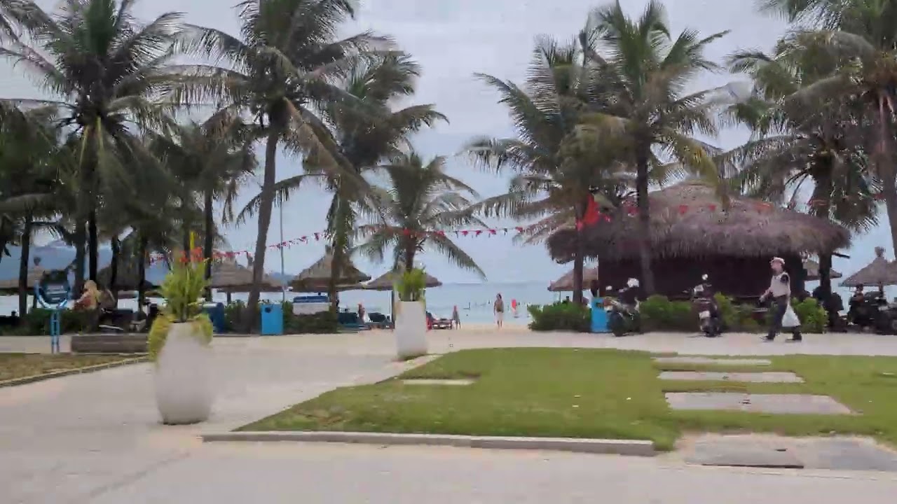 Driving along the beach in Da Nang Vietnam 
