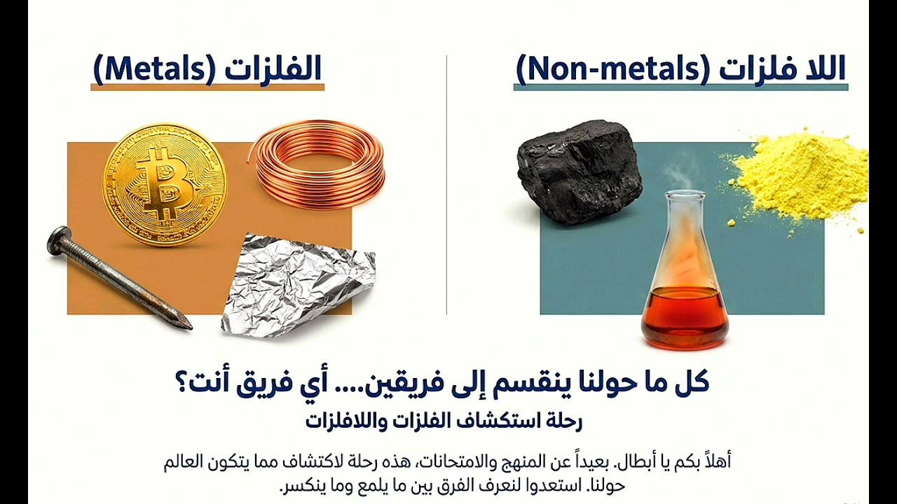 اتعلم بذكاء الدرس الأول كامل الفلزات و اللافلزات علوم اولى اعدادى ترم تانى 
