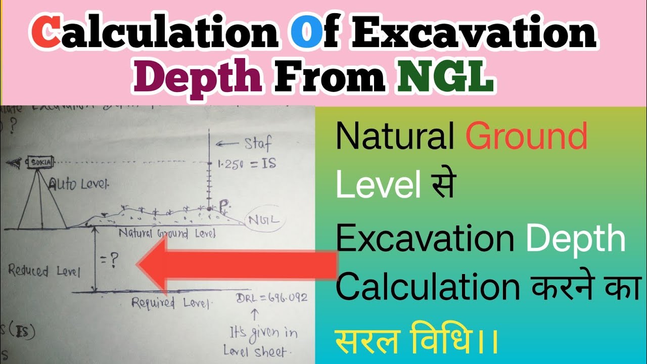 Excavation Depth From NGL/Natural Ground Level से Excavation Depth Calculation करने का सरल विधि।।