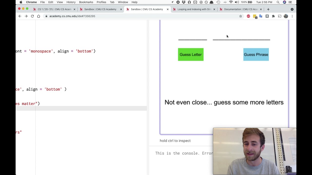 String Looping Wheel of Fortune example - CMU CS Academy 9.2.1