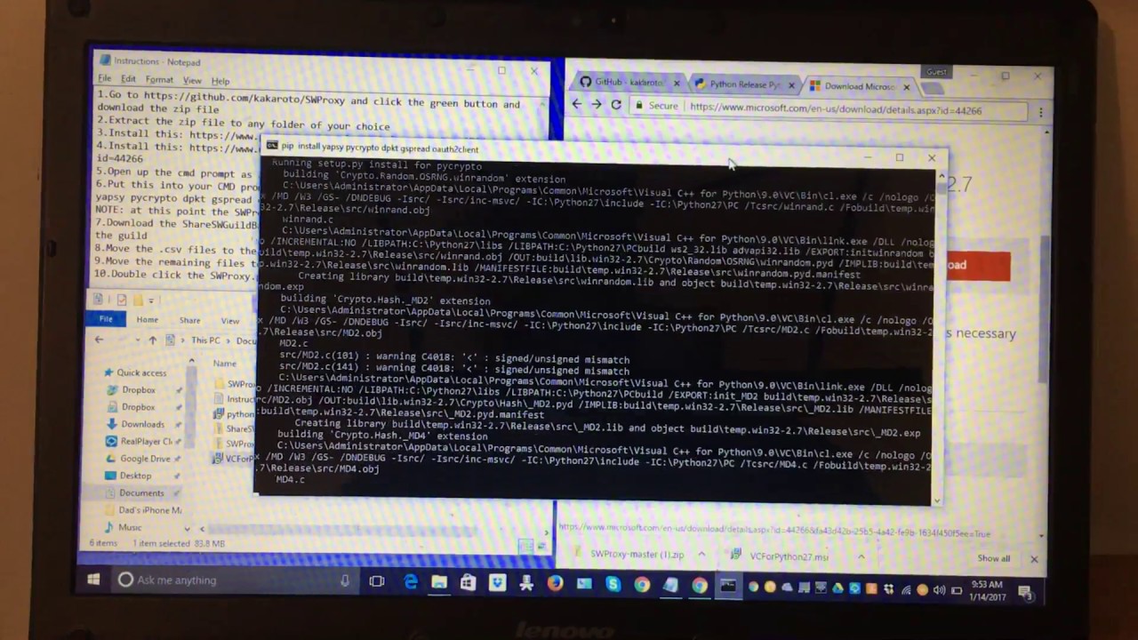 SWProxy Setup Using Python 2.7.9