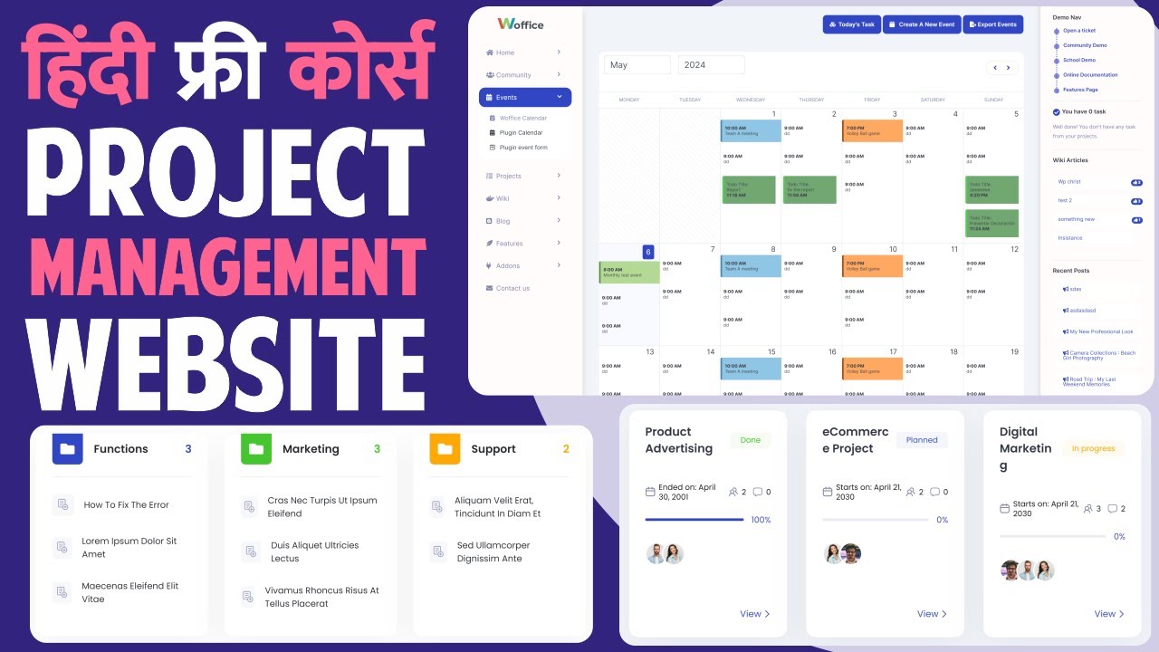 Hindi - How to Make a Project Management Website using WordPress & Woffice