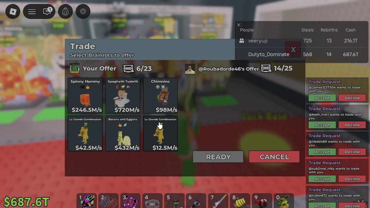 TRADING LIVE IN STEAL A BRAINROT