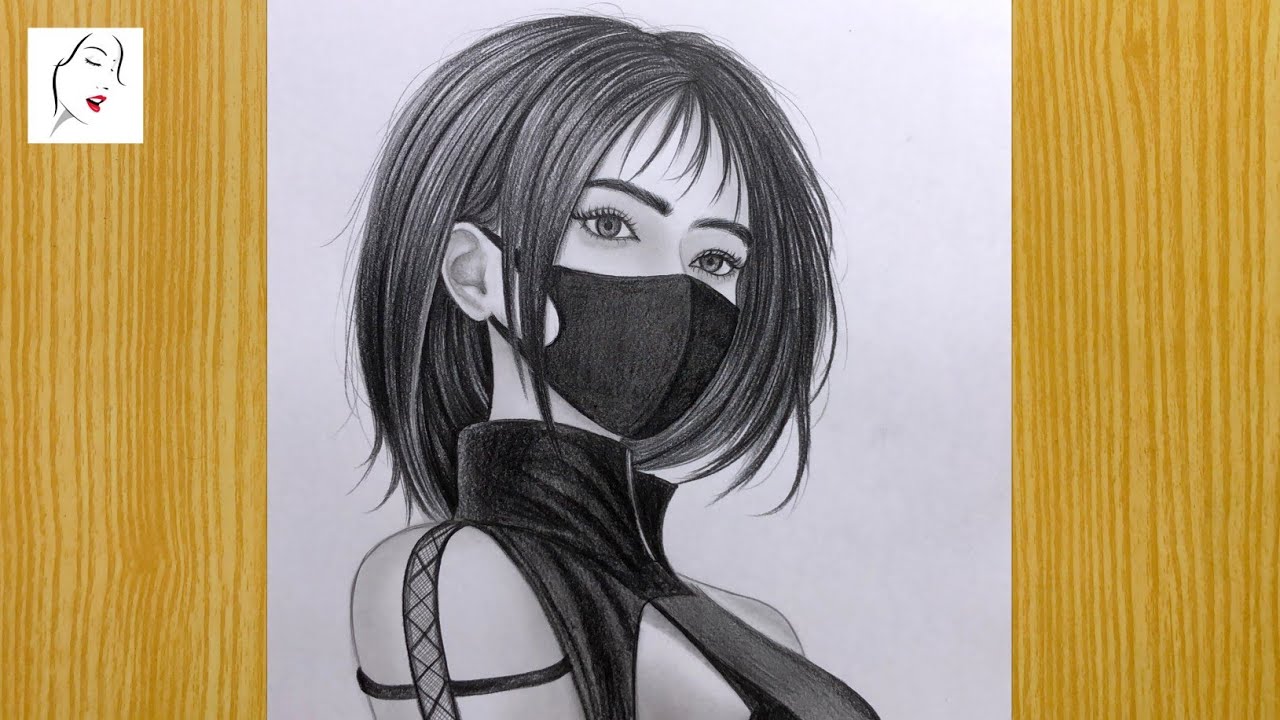 Girl Dawing With Mask 😷