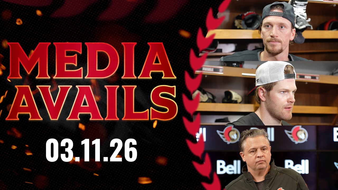 Thomas Chabot, Warren Foegele, Travis Green Pregame Media vs MTL