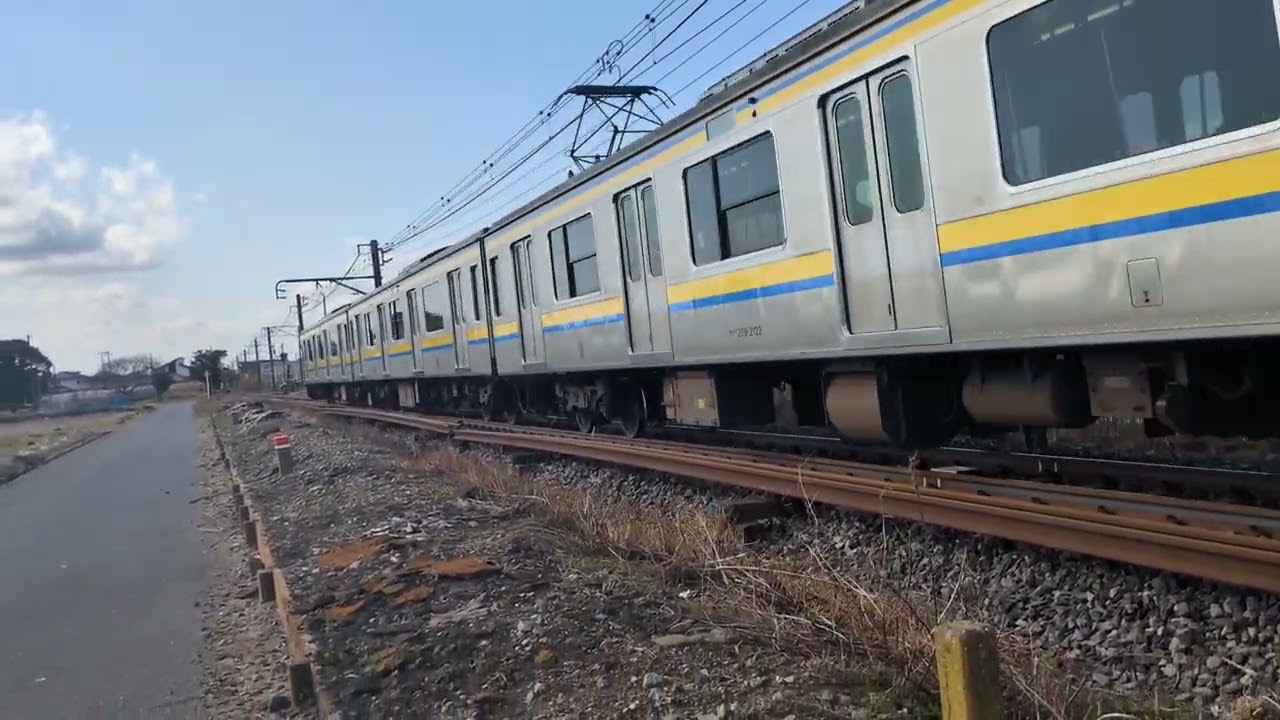 345M209系2100番台マリC444編成総武本線銚子行旭ストレ−ト撮影