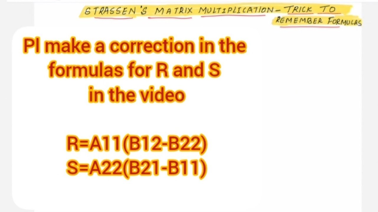 Lec30: Trick to Remember Strassen's Matrix Multiplication Formulas