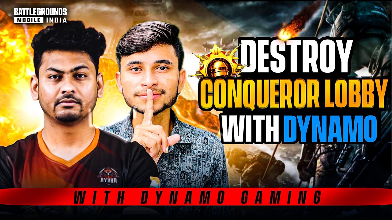 RANK PUSH WITH @DynamoGaming BGMI LIVE CONQUER LOBBY VS ME #godarsyt
