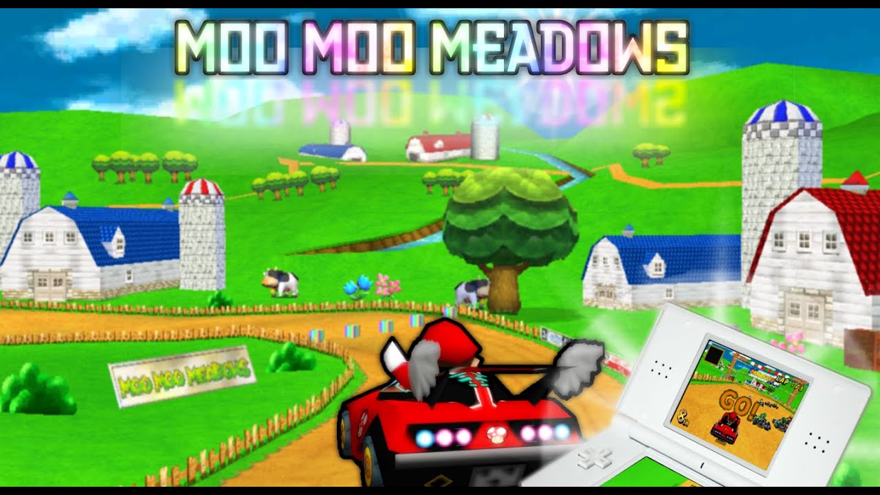 Moo Moo Meadows in MKDS ??! Best version ever! Mario Kart Wii Ds Edition