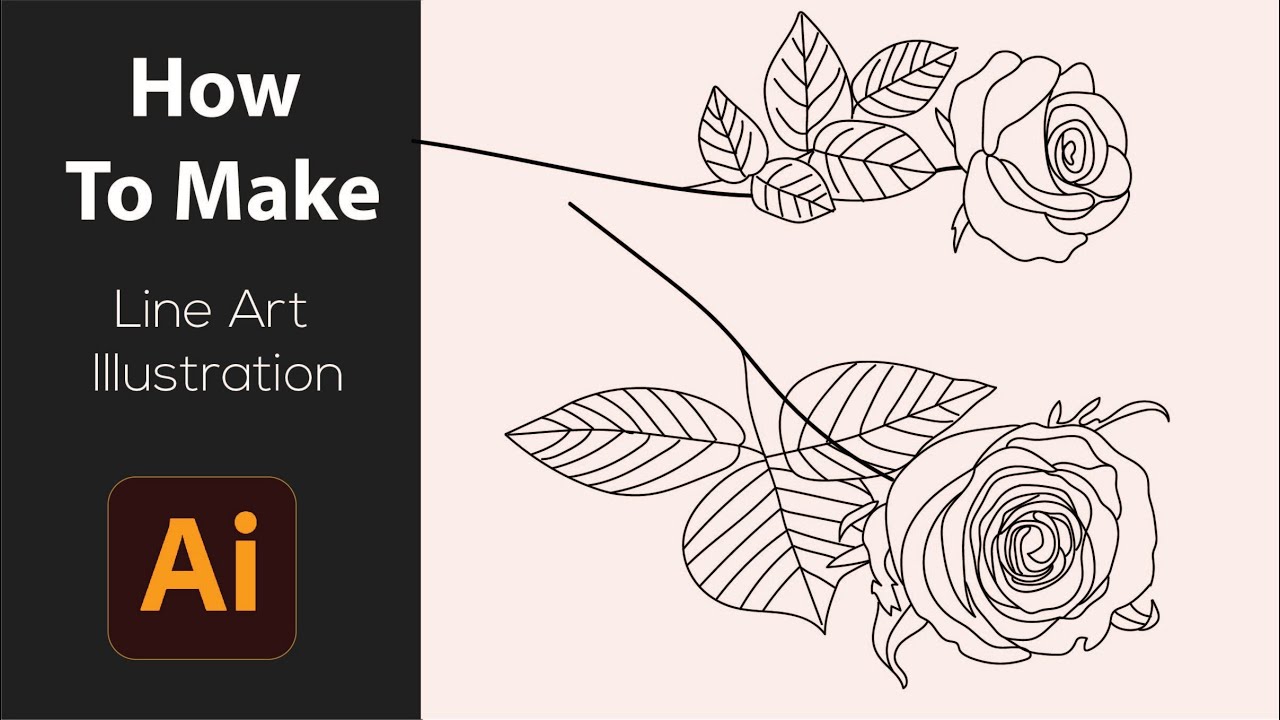 Minimal line art Illustration in Adobe Illustrator | Speed art with ai brush tool 