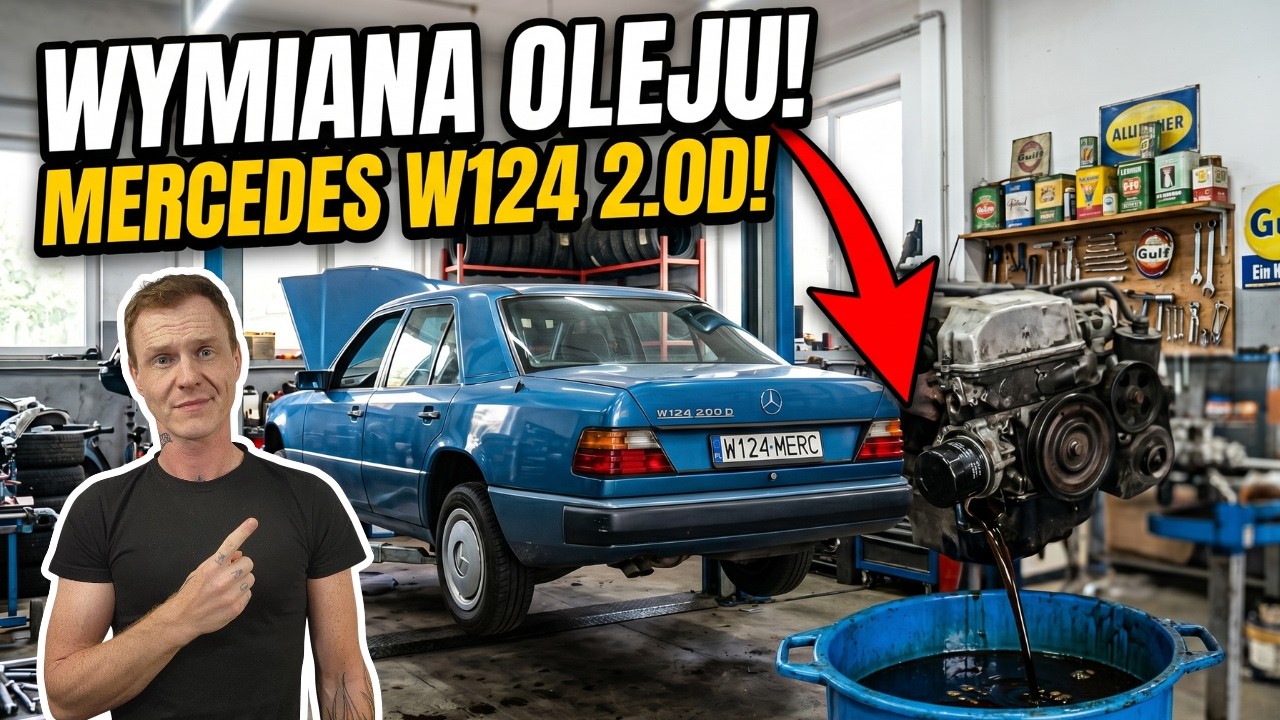Wymieniam olej w Mercedesie w124 200D z 1990 roku