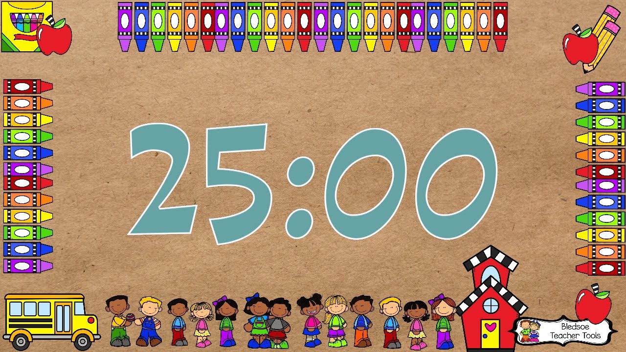 25 Minute Timer with Brown Paper Banner! | Bledsoe Teacher Tools