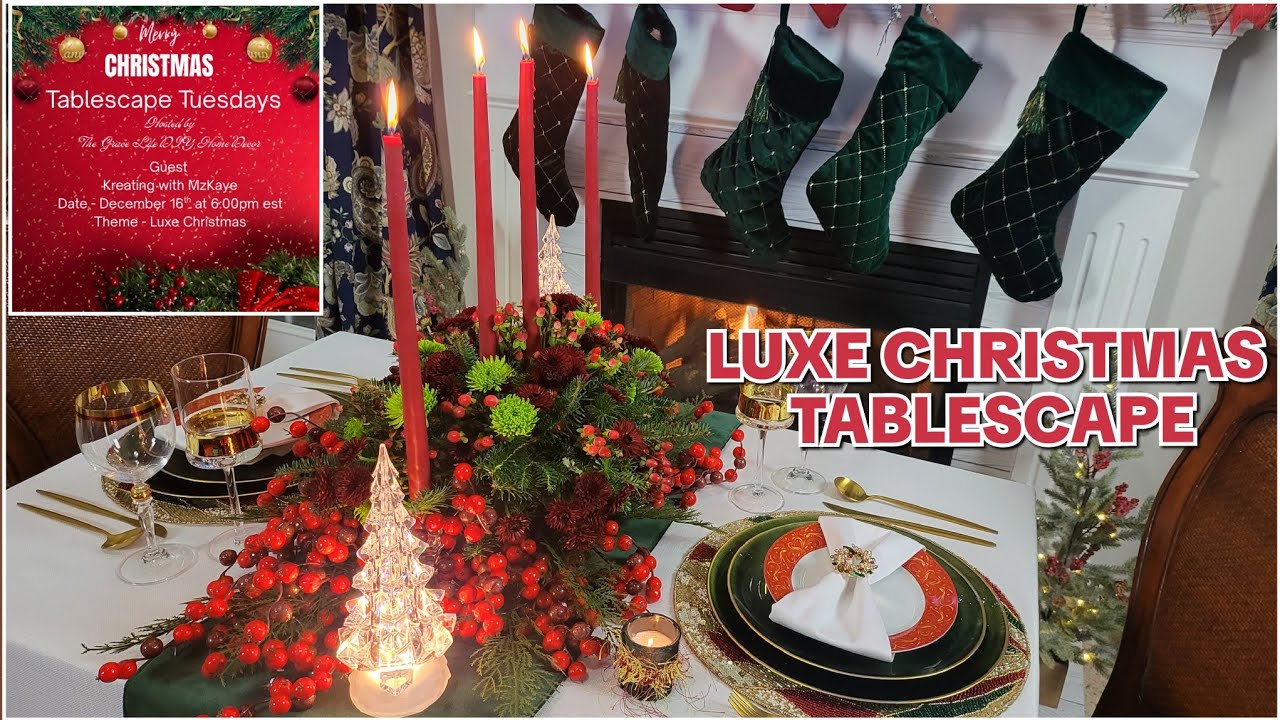 HOW TO SET A LUXE CHRISTMAS TABLE FOR TWO TABLESCAPE | #tablescapetuesdays25 