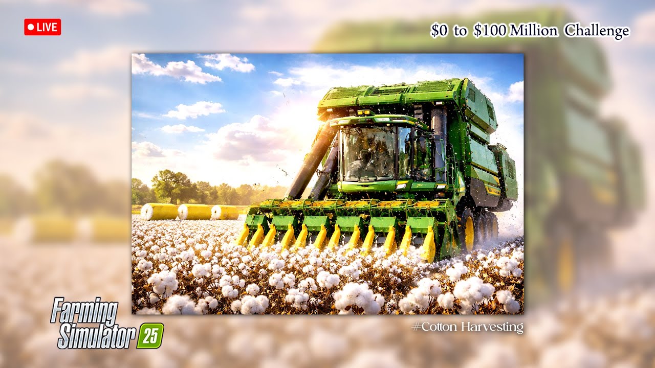 🔴 #34 | Cotton Harvesting | 0 to 100 MILLION | FS25 | No Commentary @DeltaSimGaming