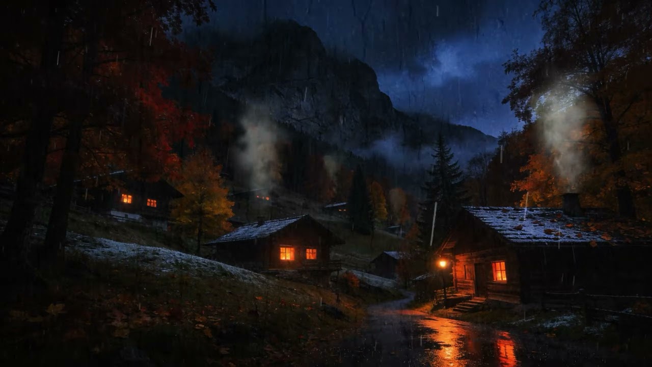 Fall Asleep Instantly 🌧️ Cozy Village Rain and Thunder Sounds for Insomnia Relief & Deep Relaxation