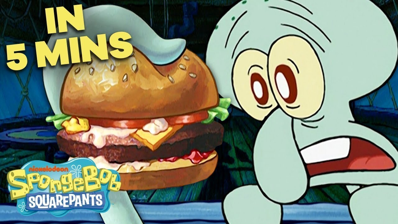 Squidward&rsquo;s First Krabby Patty 🍔 in 5 Minutes! | SpongeBob SquarePants