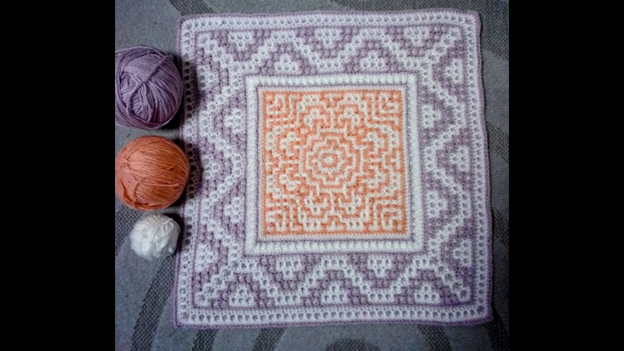 Бордюр крючком в мозаичной технике. Crochet border in mosaic technique