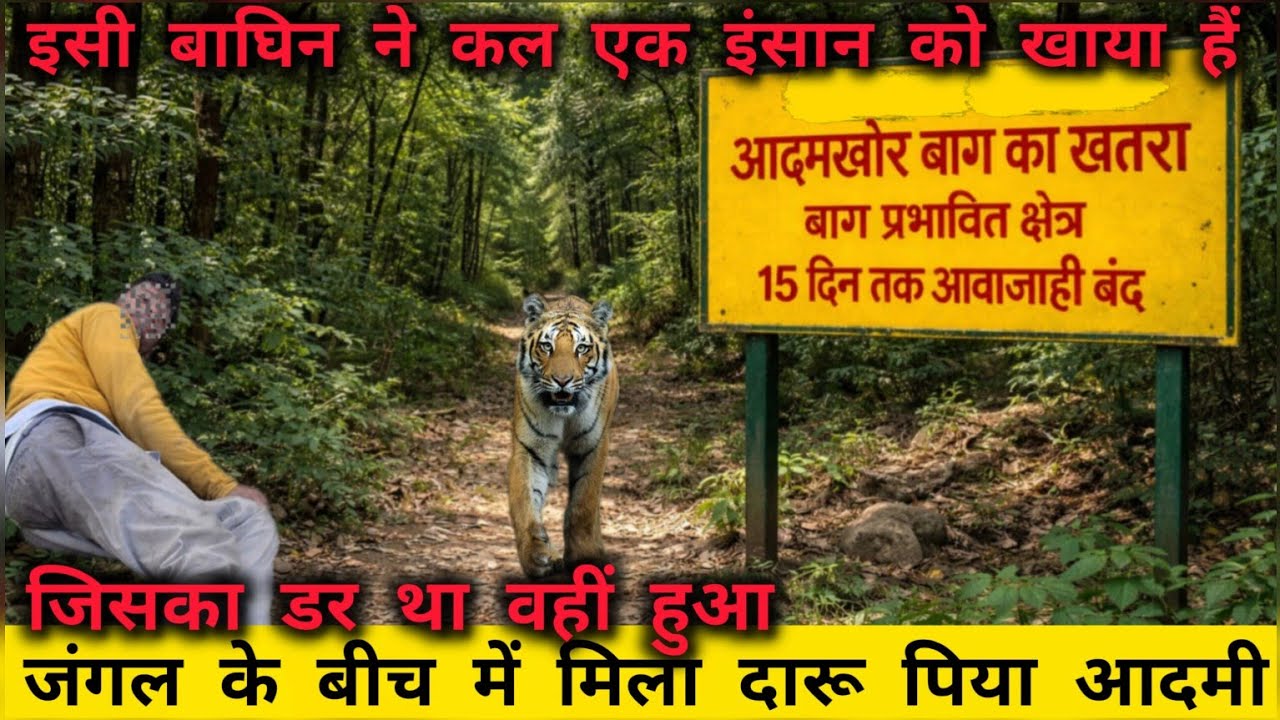 Jungle के बीच मिला एक दारू पिया हुआ आदमी। आदमखोर बाघिन इसी jungle में है। 15 दिन तक आवाजाही बंद।
