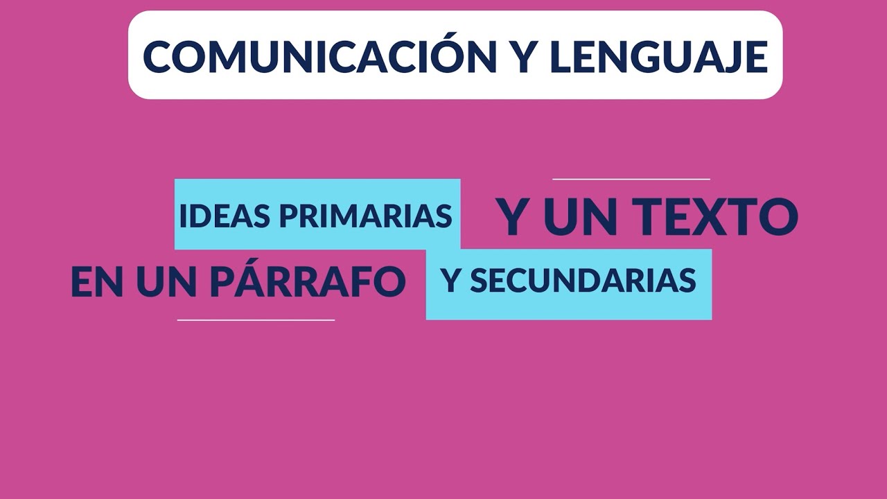 Ideas principales y secundarias de un texto y párrafo (REFORZAMIENTO 27)