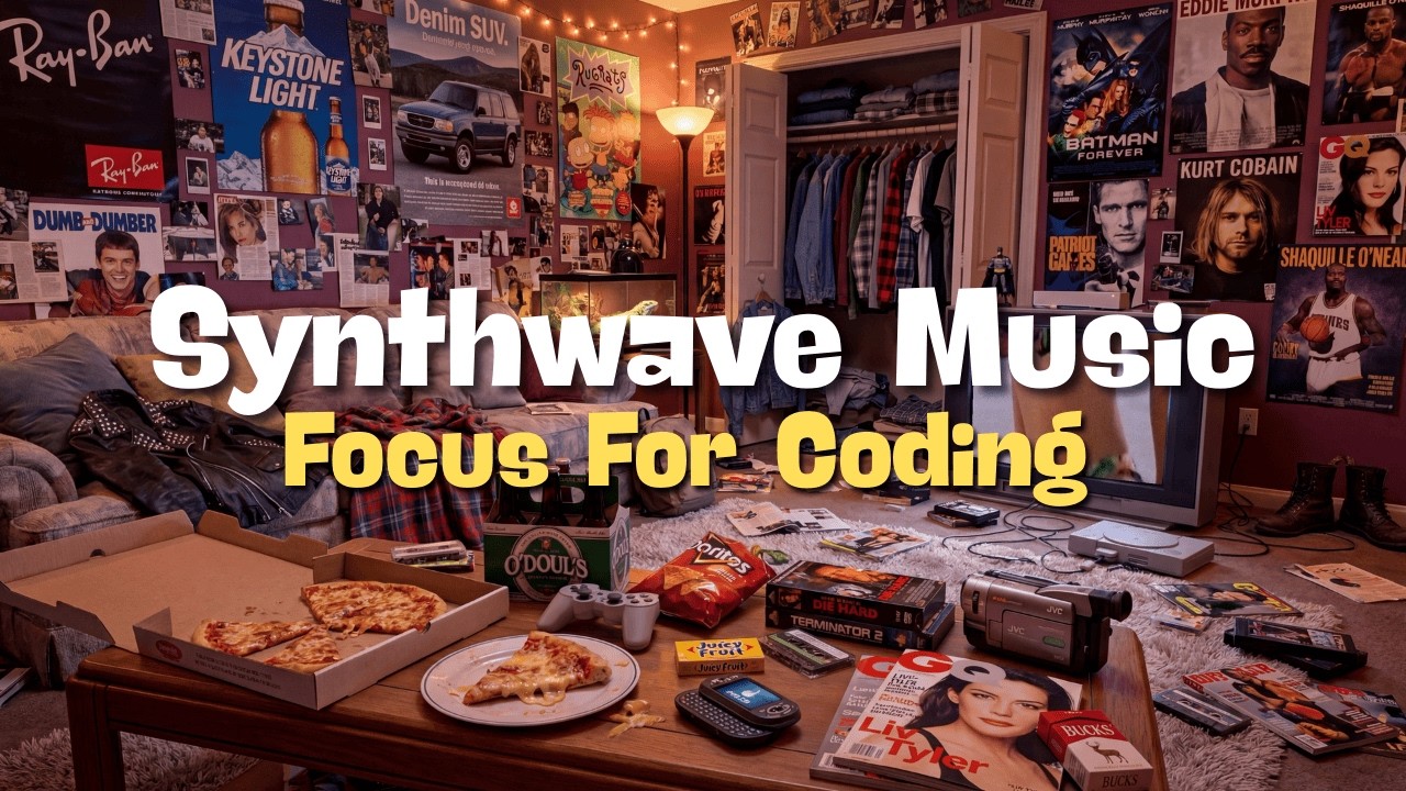 Synthwave Focus Music | 90s Sleepover Night Room